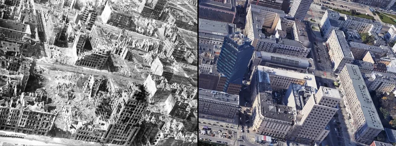 Warszawa po wojnie i dziś: Zdjęcia pokazujące niesamowite zmiany. Galeria